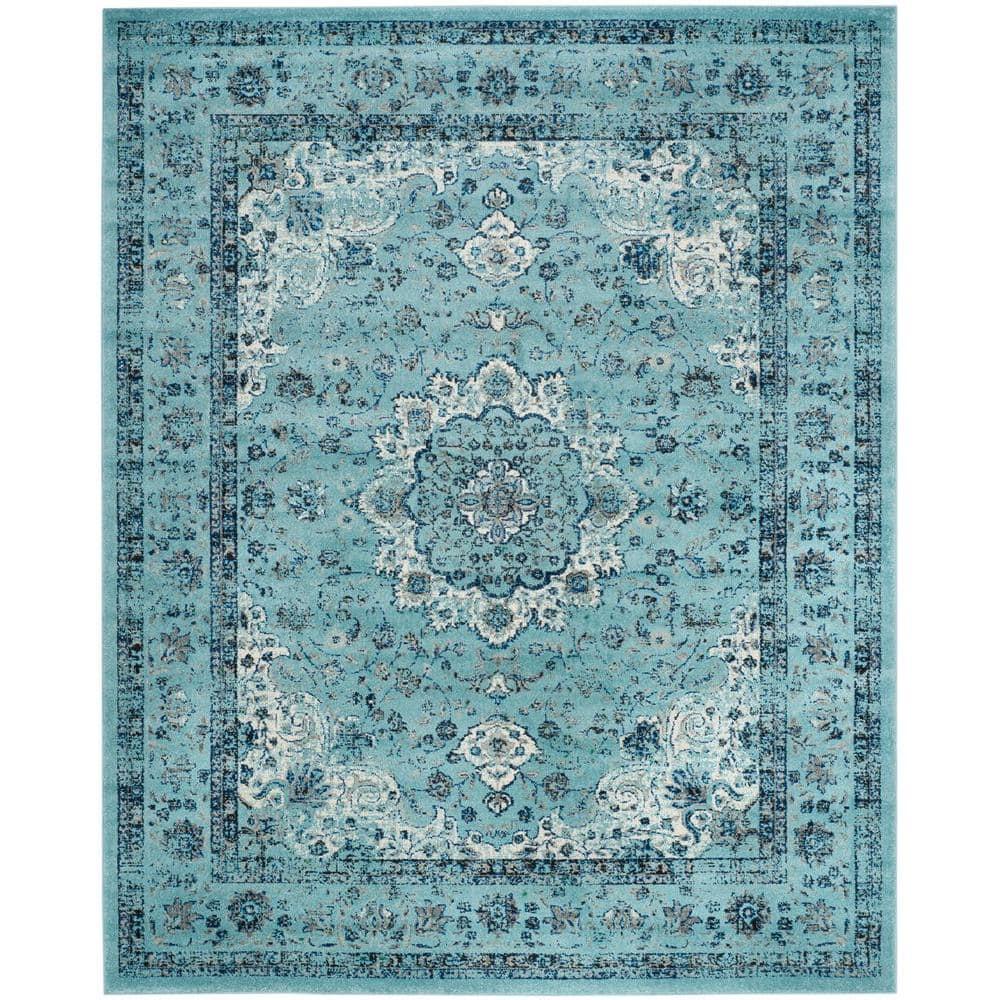 SAFAVIEH Evoke Teale Traditional Bordered Area Rug, Light Blue, 9' x 12'
