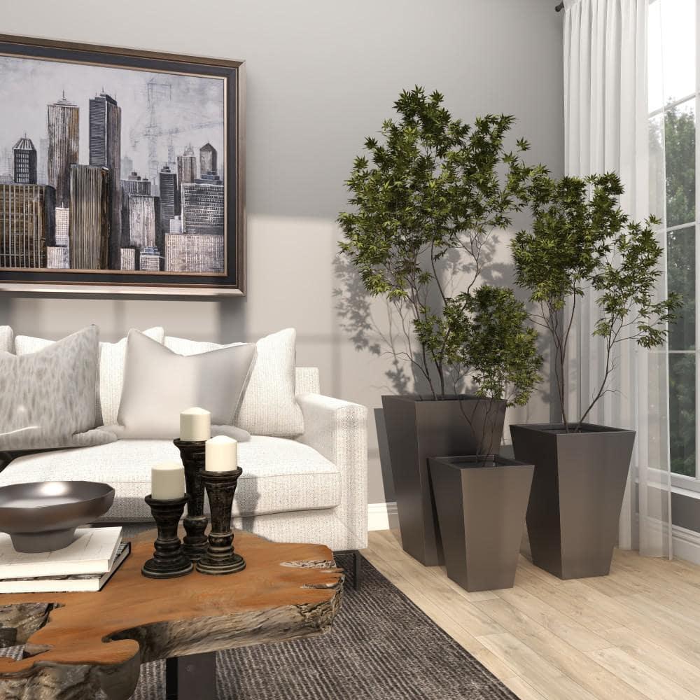 Set of 3 Contemporary Trapezoidal Iron Planters Gray - Olivia & May