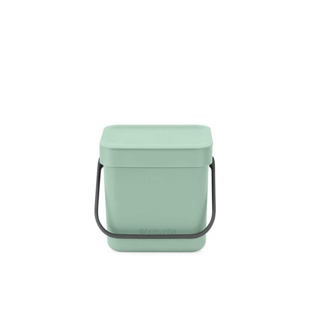 Jade Green Plastic Kitchen Compost Bin with Handle