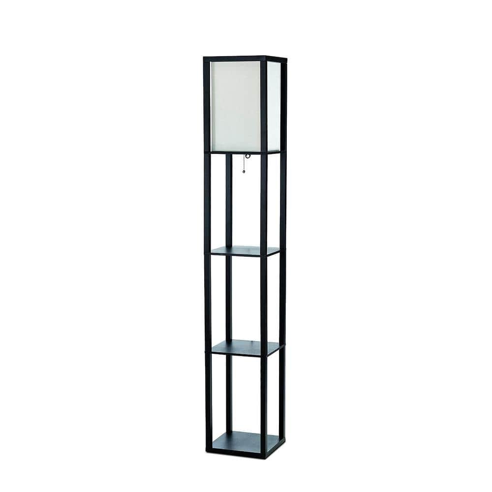 Simple Designs 62.5" Three Shelf Etagere Organizer Storage Floor Lamp