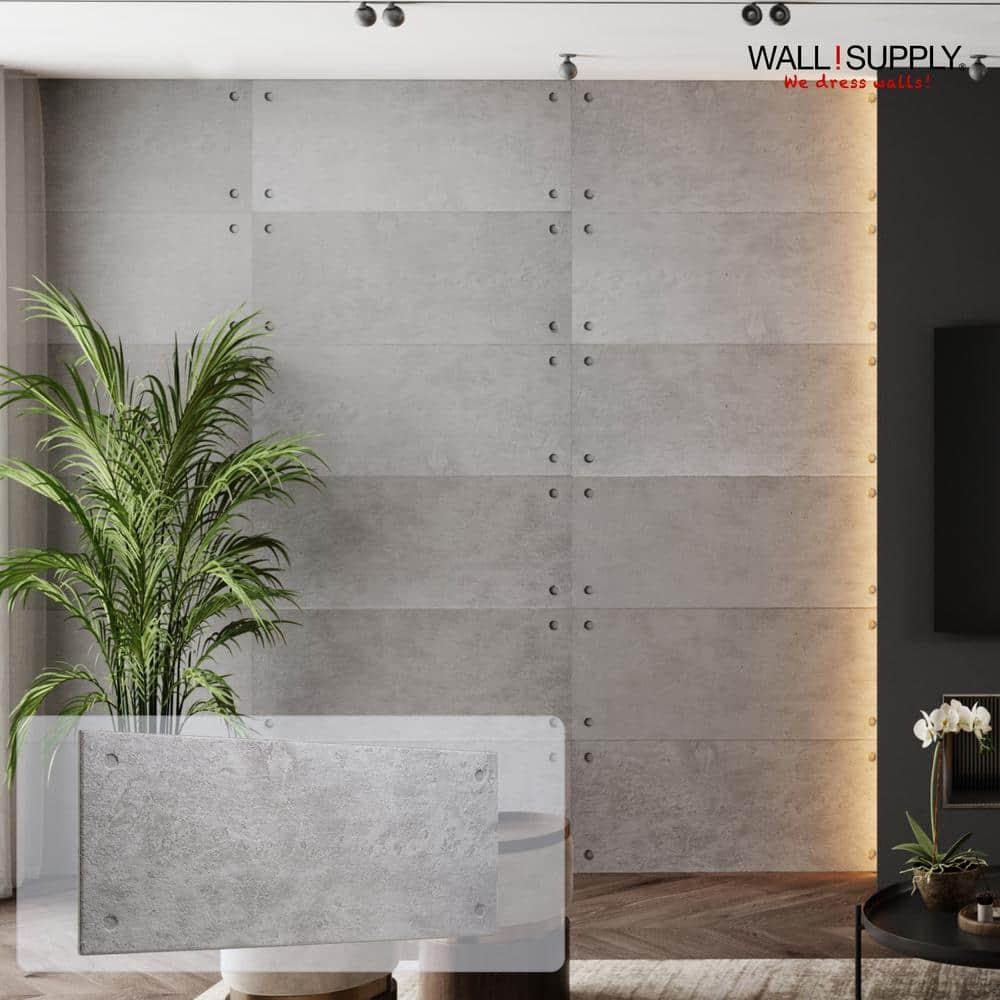 Wall!Supply Wall!supply Ultralight Industrial Concrete Hd Printed – 3d Eps Foam Wall Panels – Easy Diy Installation – Concrete Look – Set Of 4 Panels (25.83 Sq Ft)