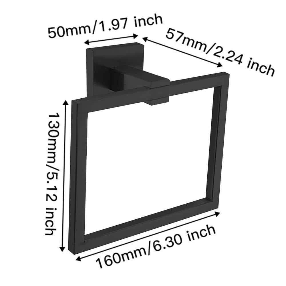 Bath Towel Ring Bathroom Hand Towel Holder Stainless Steel Square Towel Hangers Wall Mounted In Brushed Nickel