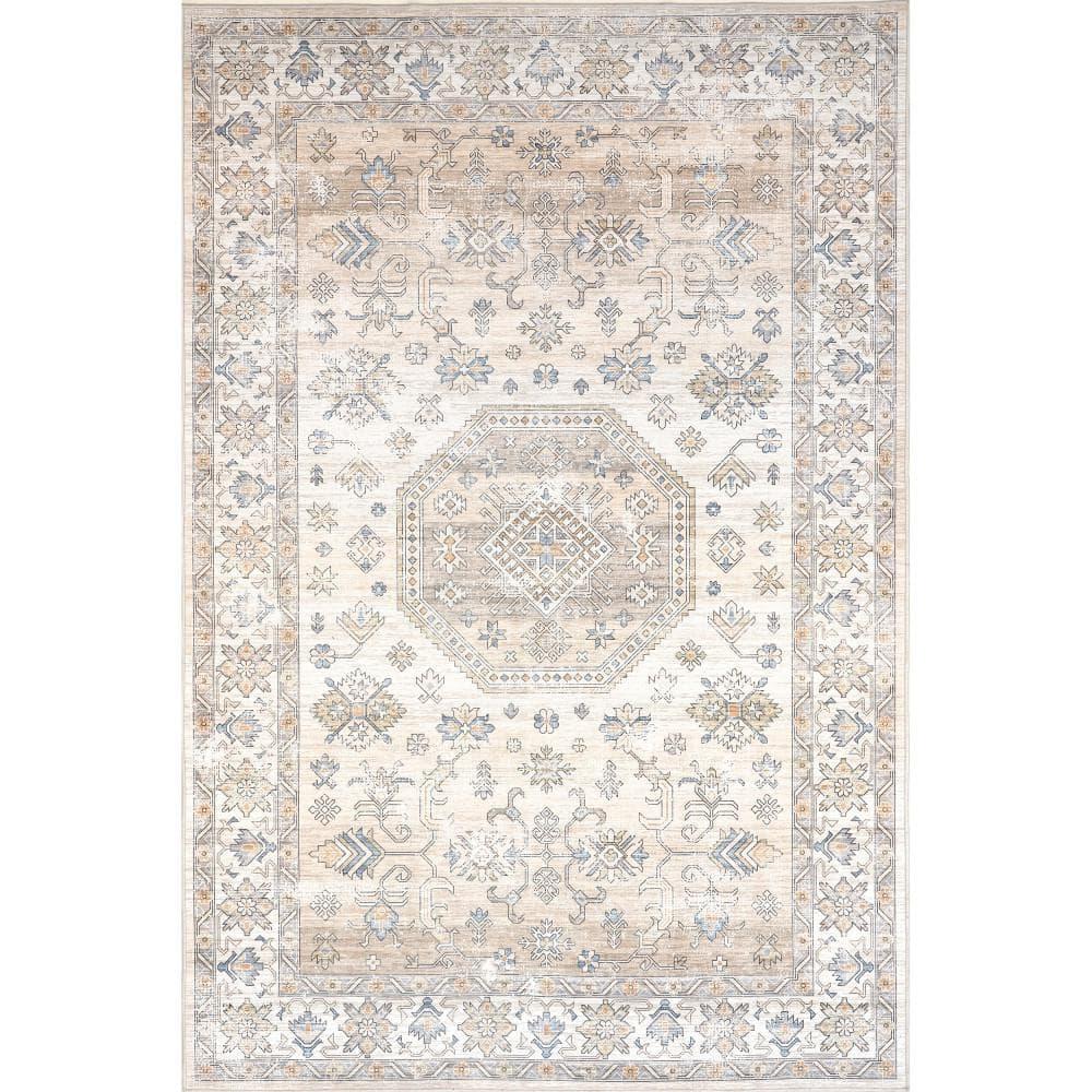 Nuloom Darby Persian Spill Proof Treated Pet Friendly Premium Machine Washable Area Rug, 6' x 9', Beige