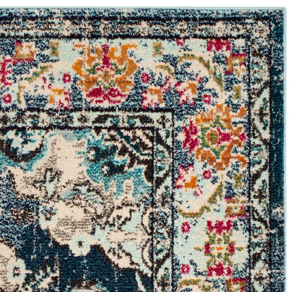 Monaco MNC243 Power Loomed Indoor Accent Rug - Navy/Light Blue - 3'x3' - Safavieh