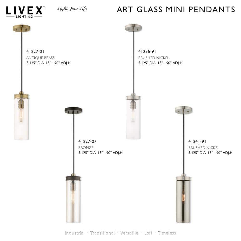 Livex Lighting Art Glass 1 - Light Pendant in  Brushed Nickel