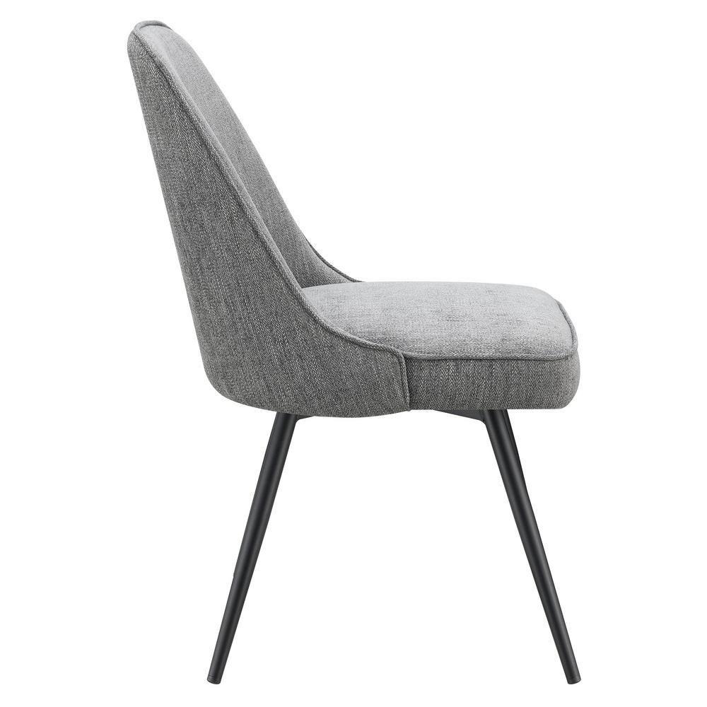 Martel Swivel Chair in Charcoal Herringbone Fabric with Black Legs