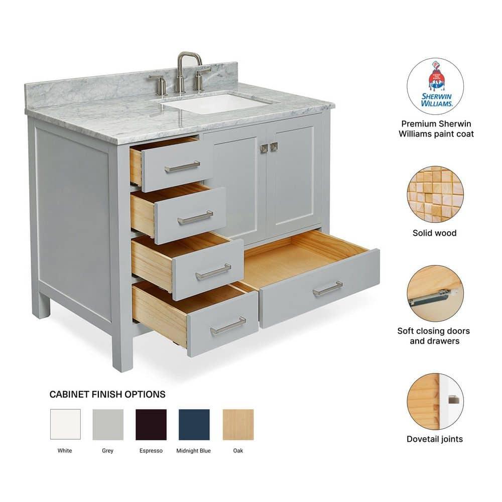 Ariel A043srcw2rvo Cambridge 43" Free Standing Single Basin Vanity Set - Grey