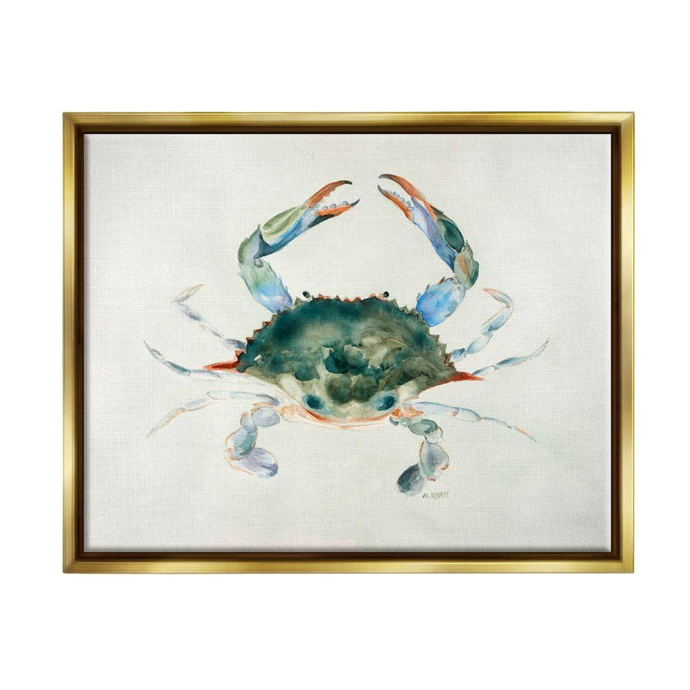 Stupell Industries " Blue Sea Crab Over Beige Soft Watercolors " by Melissa Hyatt LLC Painting Print