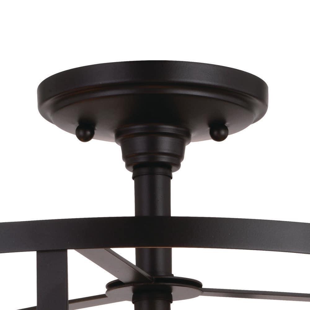 VAXCEL Akron 15-in W Bronze Farmhouse Round Cage Semi Flush Mount Ceiling Light