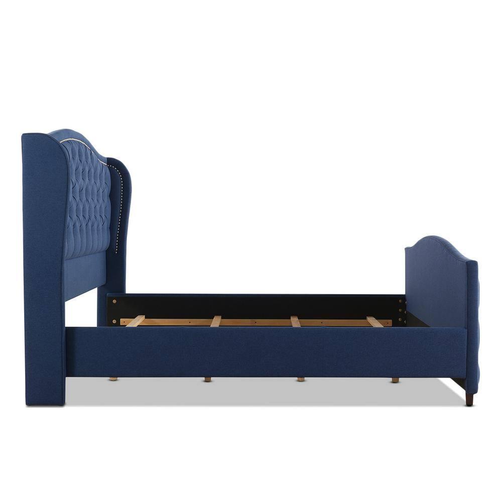 Marcella Tufted Wingback King Bed Dark Sapphire Blue