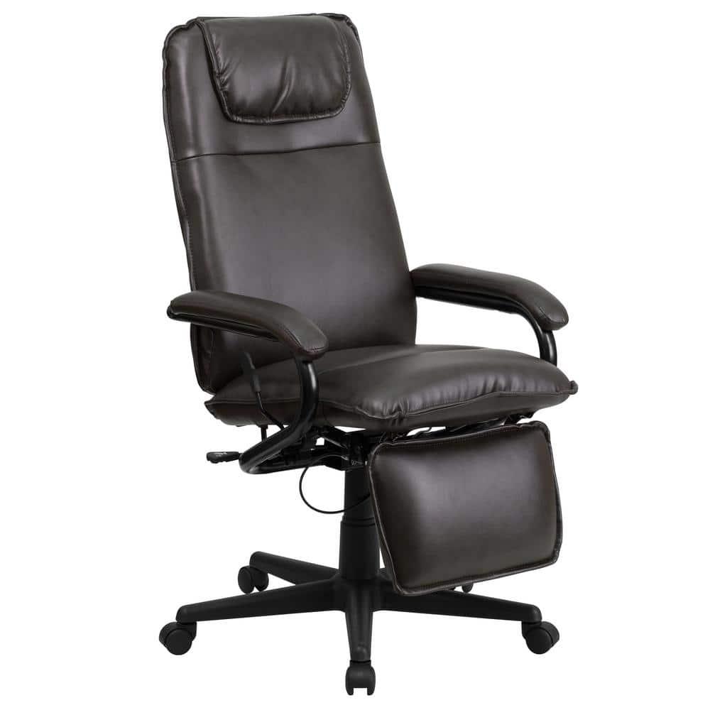 Flash Furniture High Back Brown LeatherSoft Executive Reclining Ergonomic Swivel Office Chair with Arms
