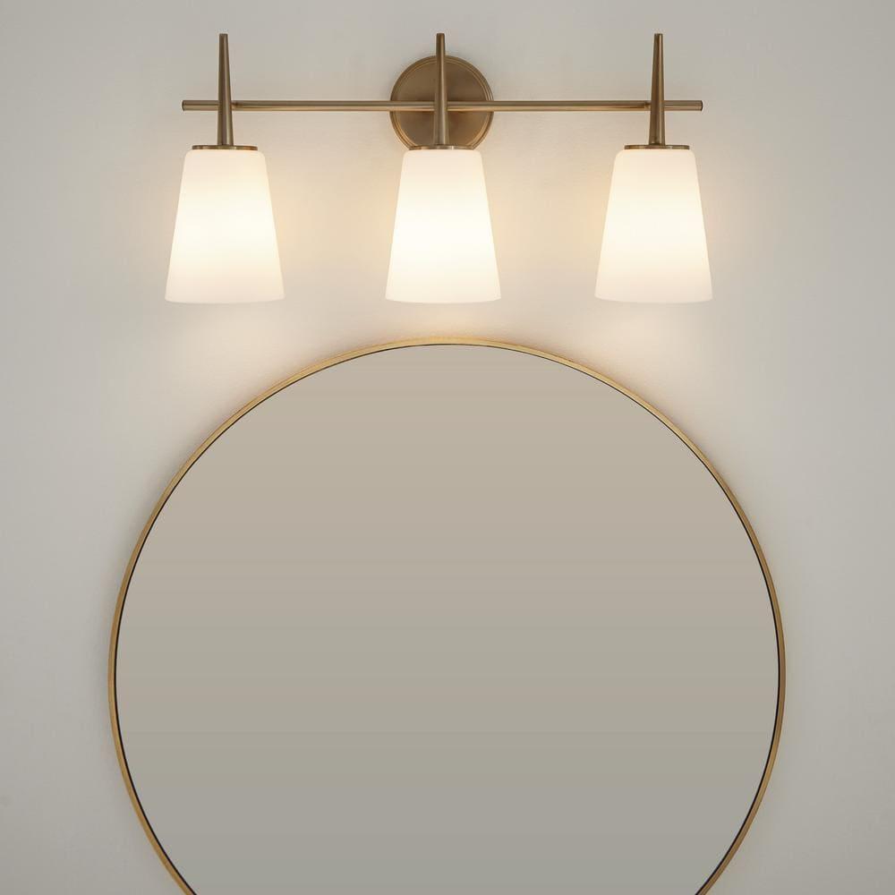 Driscoll Satin Brass 3-Light Wall Sconce with Opal Glass Shade