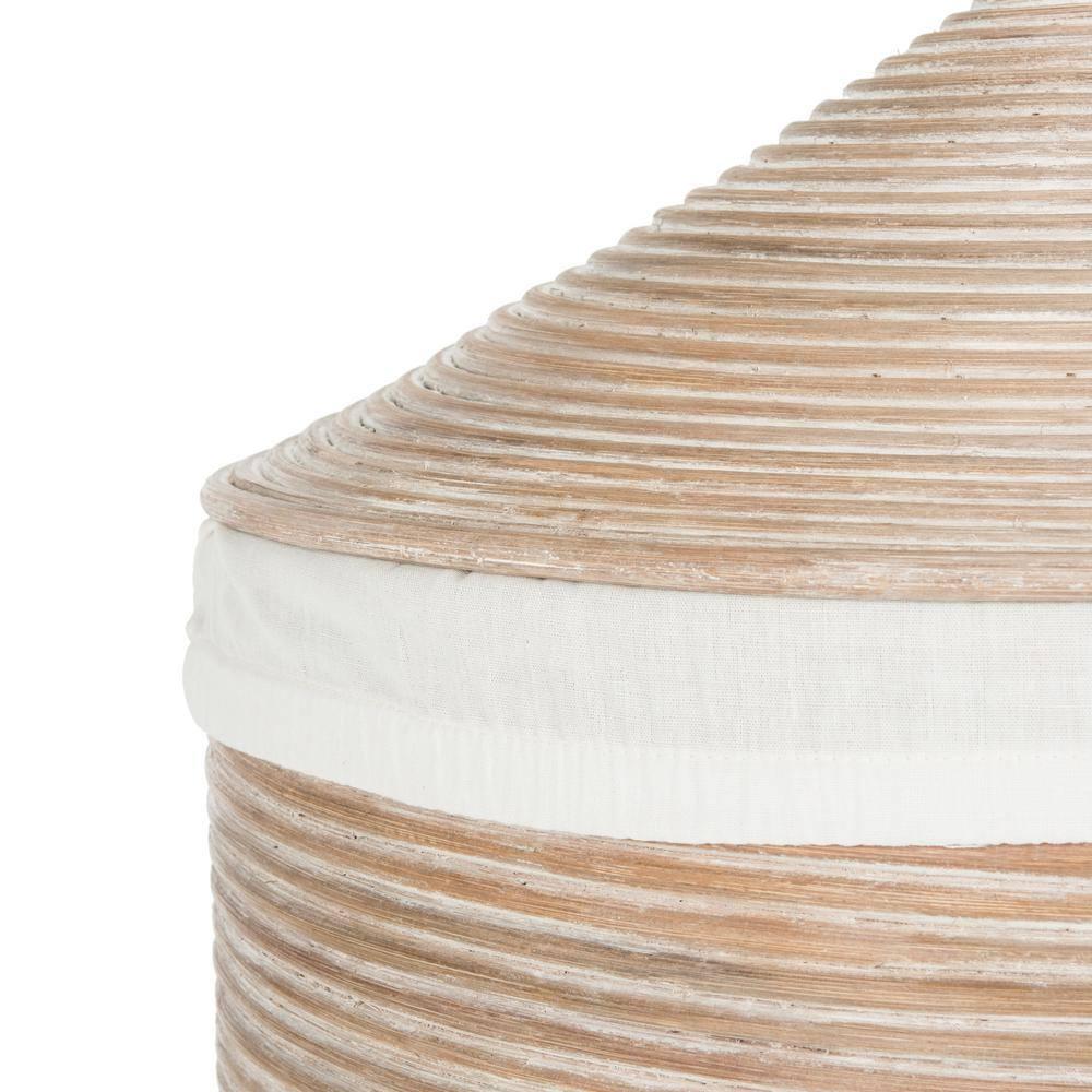 Wellington Laundry Basket with Liner - HAC6501 - White/Grey White Wash - Safavieh