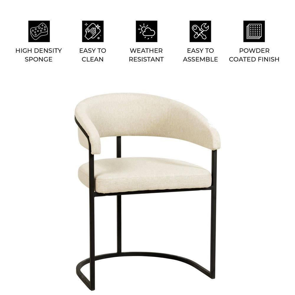 LeisureMod Aero Modern Curve-Back Dining Arm Chair with Leather Upholstery and Metal Legs – Accent Seating for Dining Rooms, Kitchens, or Offices