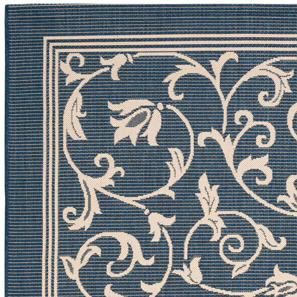 Courtyard CY2098 Power Loomed Indoor and Outdoor Area Rug - Navy/Beige - 5'3"x7'7" - Safavieh