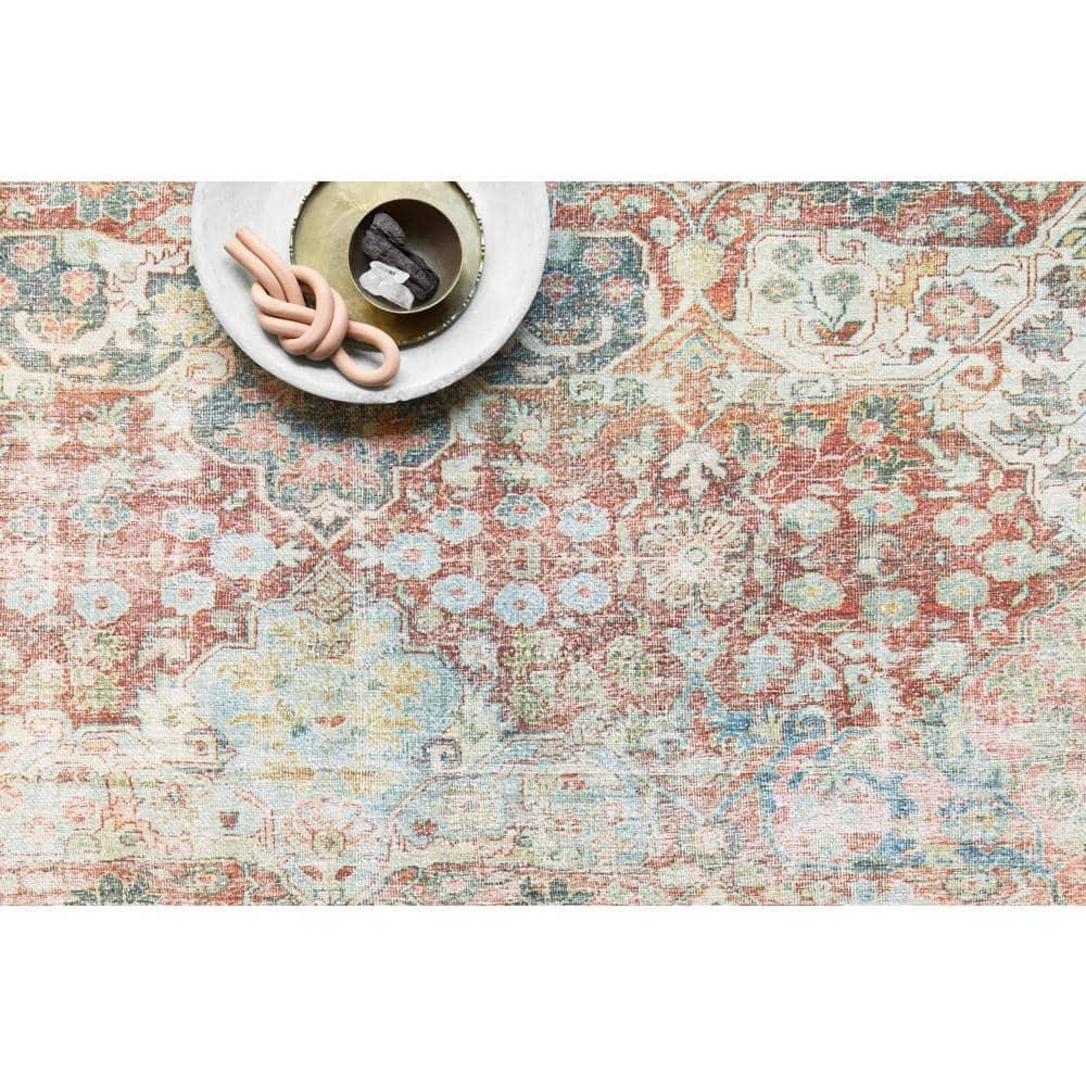 Brick and Multi Oriental Hand-knotted Synthetic Rug 3'6" x 5'6"