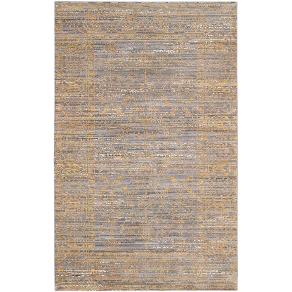 Valencia VAL104 Power Loomed Indoor Area Rug - Grey/Gold - 4'x6' - Safavieh