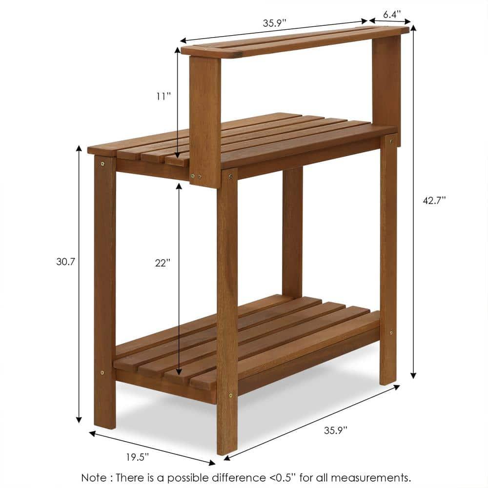 Furinno Tioman Outdoor Natural Wood Potting Bench Brown