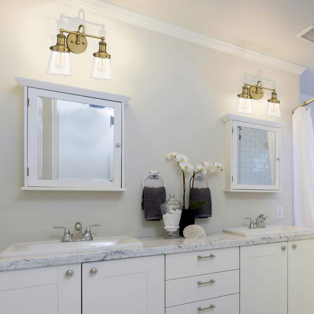 Designers Fountain Taylor 2 Light Old Satin Brass Bathroom Vanity Light Fixture, 69502-OSB