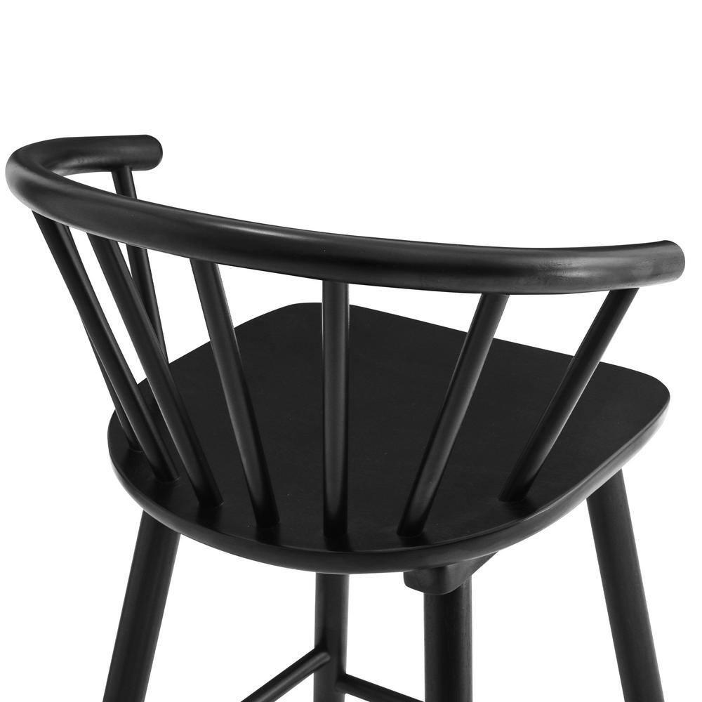 Winson Windsor 24 in. Black Solid Wood Bar Stool for Kitchen Island Counter Stool with Spindle Back Set of 6