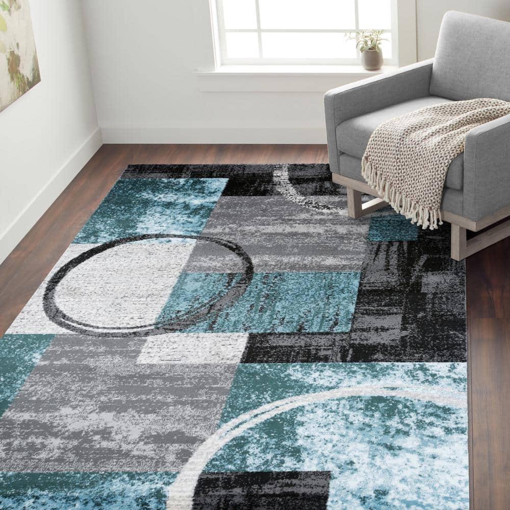 World Rug Gallery Abstract Circle Gray 8'8"x12' Area Rug
