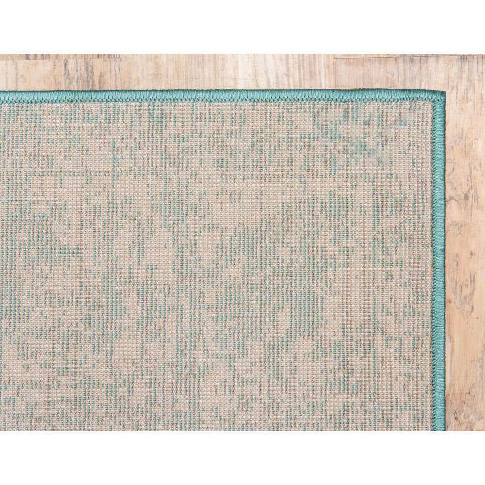 Unique Loom Sofia Collection Area Rug - Casino (7' 1" x 10' Rectangle Turquoise/Ivory)
