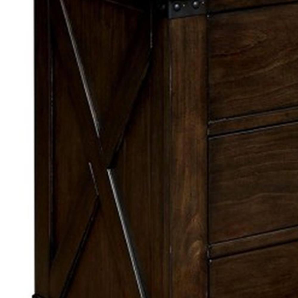 Bianca Dark Walnut 3-Drawer Rustic Nightstand