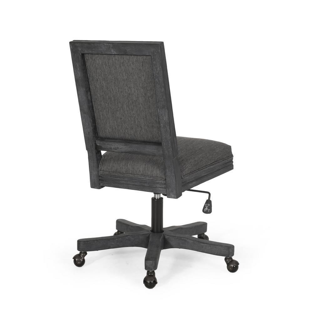 Noble House Printz Wood Swivel Office Chair, Charcoal and Natural