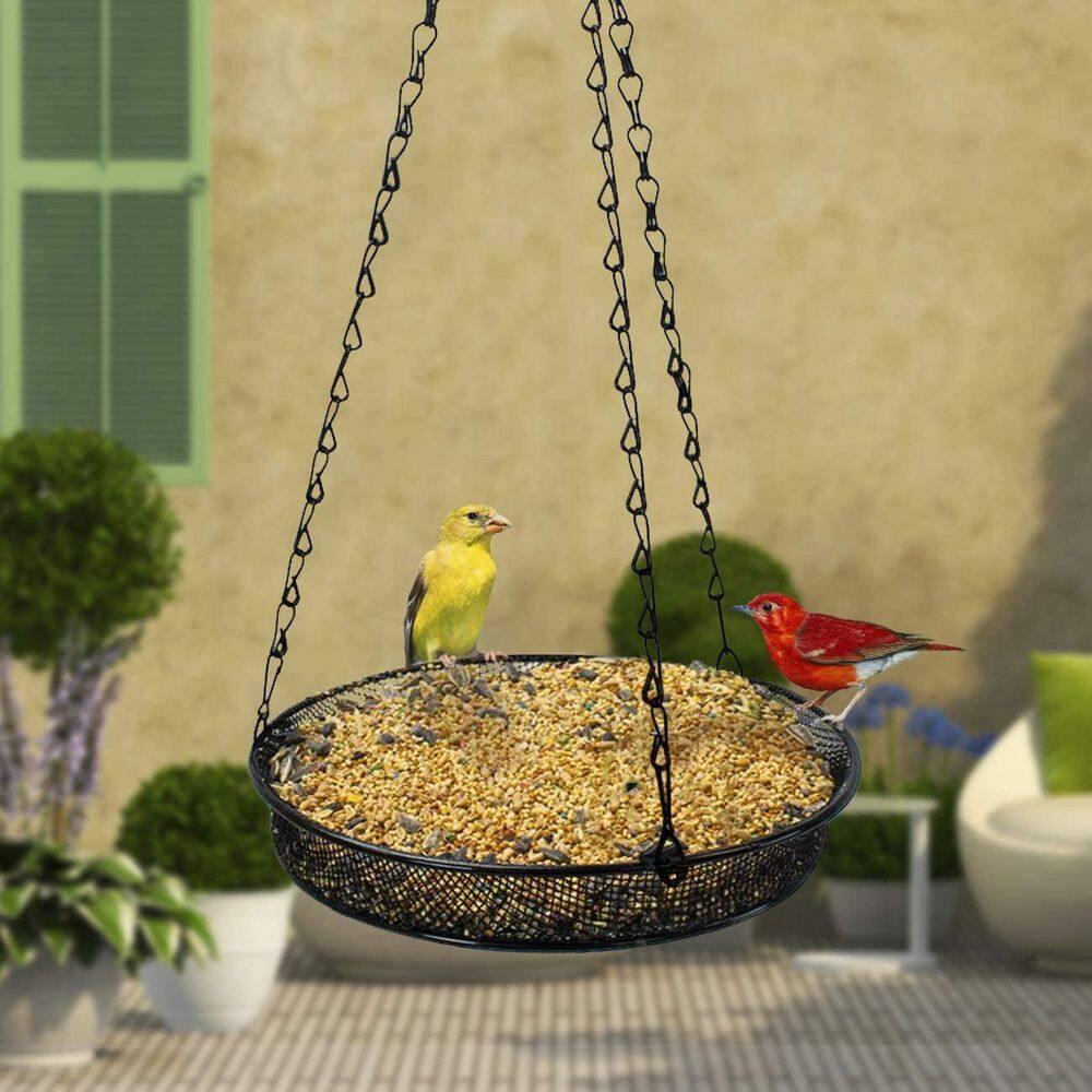 Sorbus Sorbus Metal Bird Feeder Hanging Tray in Black