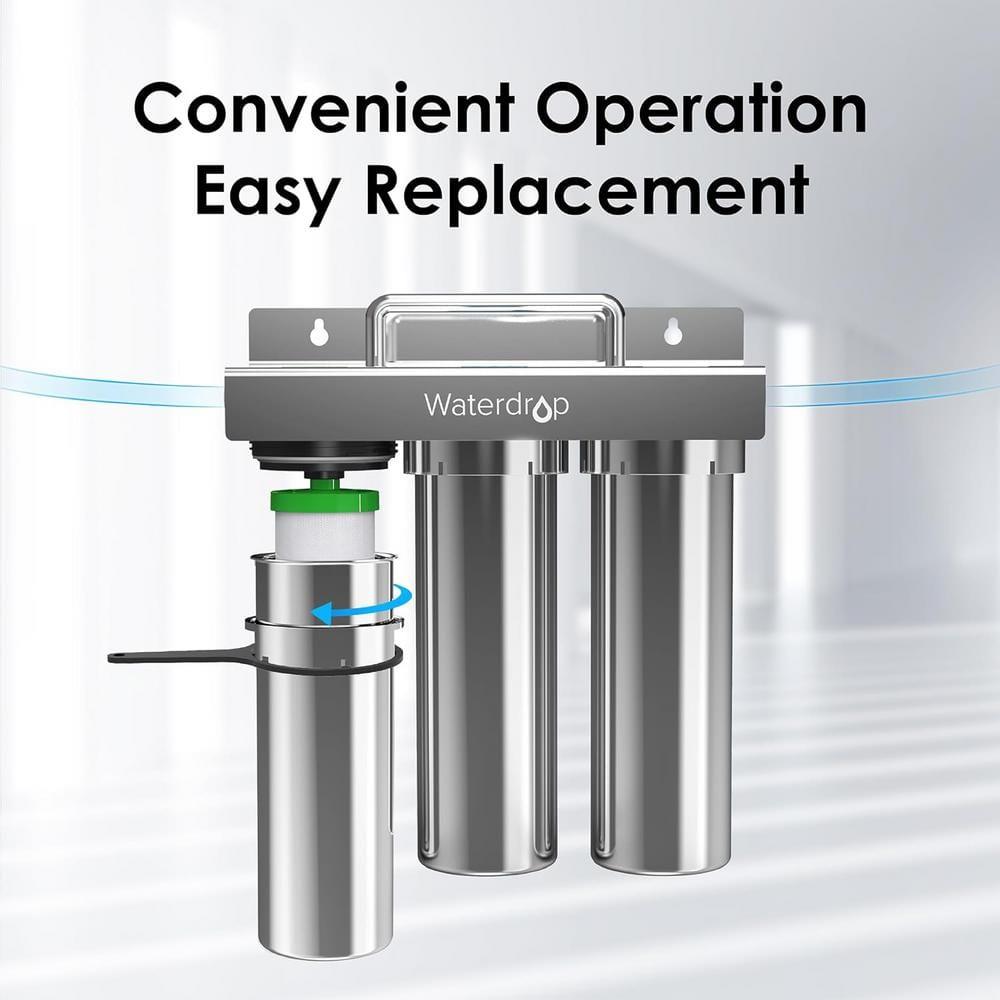 Waterdrop TST-UF Ultra-Filtration Under Sink Water Filter, Stainless Steel, 5X Service Life, Extra P1 Replacement Filter
