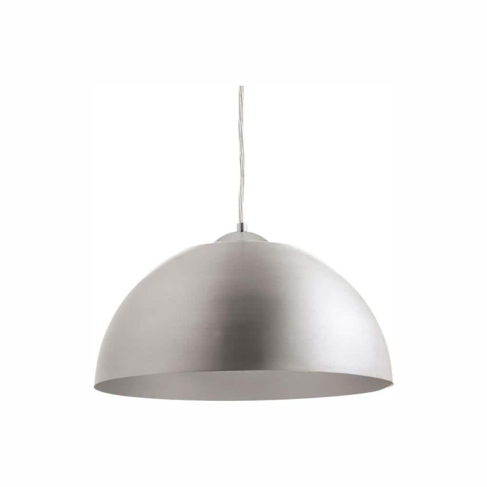 Progress Lighting Dome 1-Light LED Pendant, Satin Aluminum, Painted Silver Interior, Steel, Dry Rated