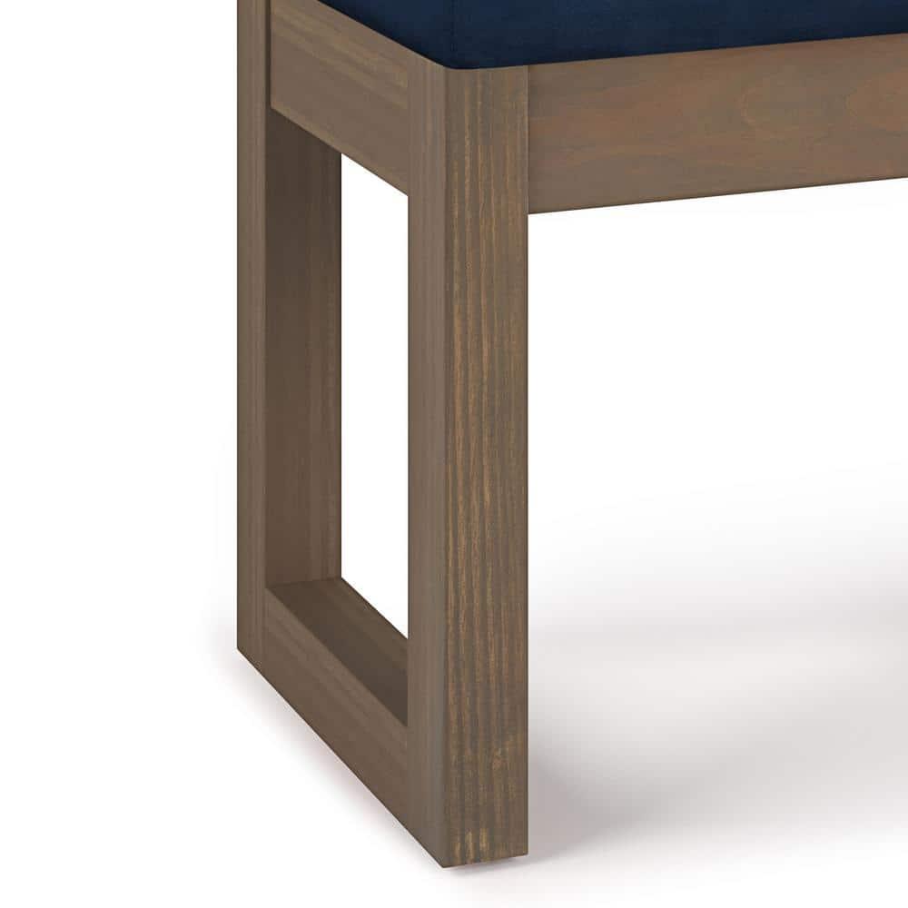 Simpli Home Milltown Ottoman Bench with Upholstered Seat and Solid Wood Frame