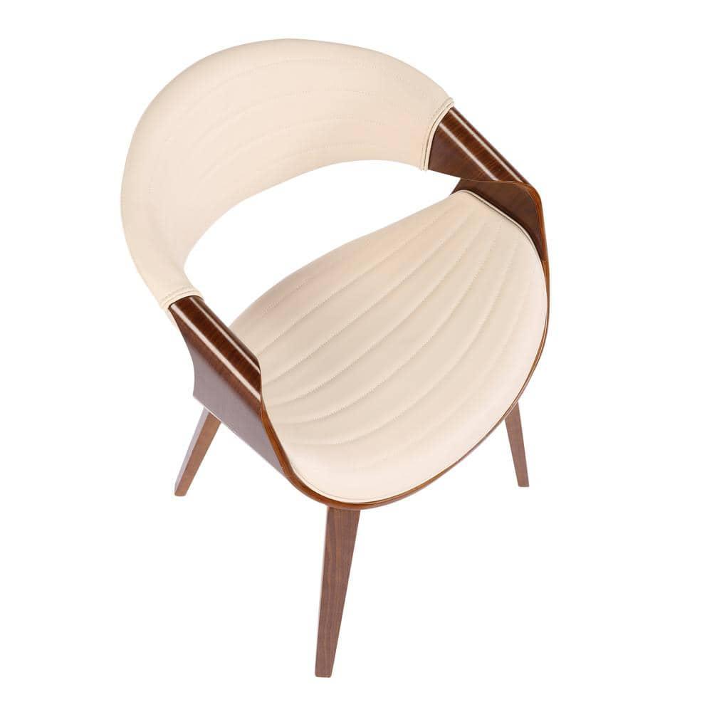 Symphony Mid-Century Modern Dining Accent Chair Walnut/Cream - LumiSource: Upholstered, Wood Legs, 250lb Capacity