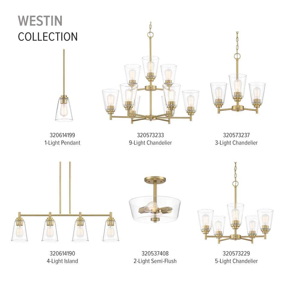 Westin 3-Light Modern Chandelier with Clear Glass Shades