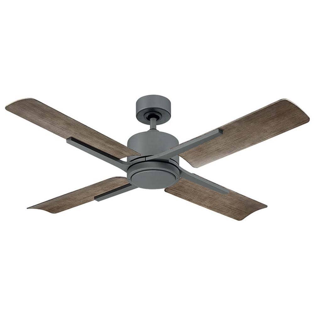 Cervantes Indoor and Outdoor 4-Blade Smart Ceiling Fan 56in Graphite Weathered Gray with 3000K LED Light Kit and Remote Control