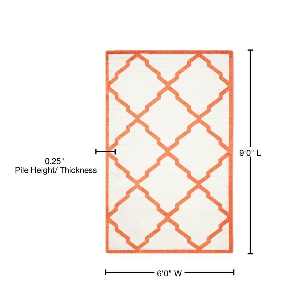 Amherst AMT421 Power Loomed Indoor Area Rug - Beige/Orange - 6'x9' - Safavieh