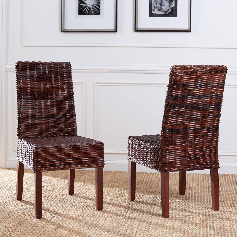 Sanibel 18''H Rattan Side Chair (Set of 2) - Antique Walnut - Safavieh