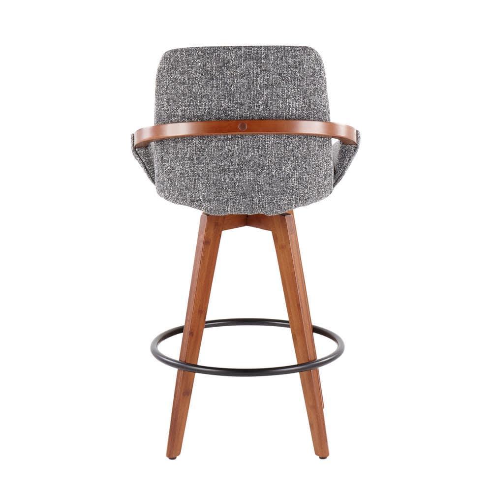 Cosmo Mid-Century Modern Counter Height Barstool Walnut/Gray: Swivel, Padded, Wood Legs - LumiSource