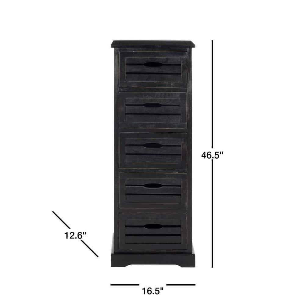 Samara 5 Drawer Cabinet - AMH5714 - Distressed Black - Safavieh Couture