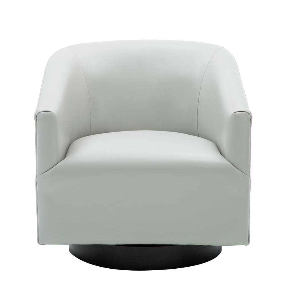 Comfort Pointe Gaven Wood Base Swivel Accent Chair Dove Gray: Faux Leather Upholstery, Foam-Filled, No Assembly Required