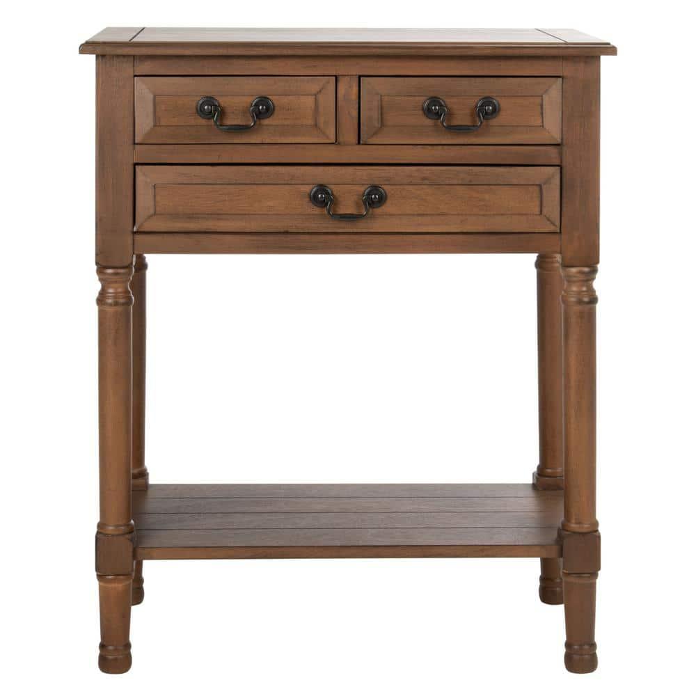Primrose 3 Drawer Console Table - Brown - Safavieh