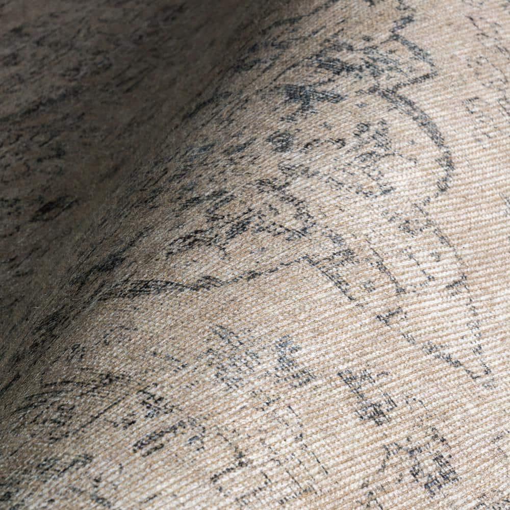 Nuloom Hillstone Collection Brinly Traditional Vintage Medallion Area Rug, 9' x 12', Light beige