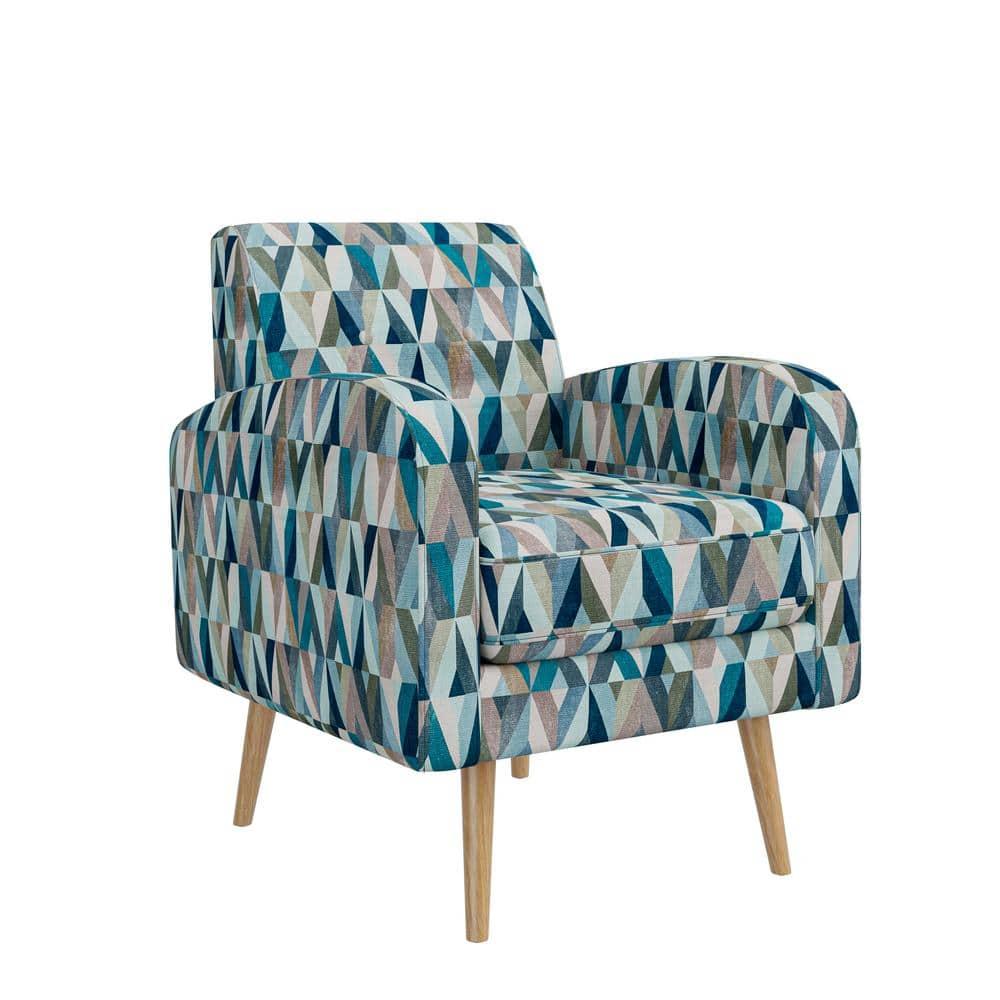Homesvale Mindy Mid-Century Modern Living Room Armchair, Multi Blue Prism Polyester