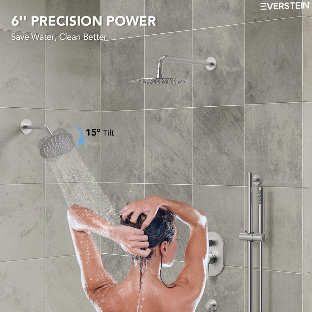 DualJetSpa 3-Function Round 10" & 6" Dual Shower Faucet System with Pressure Balancing Rough-In Valve