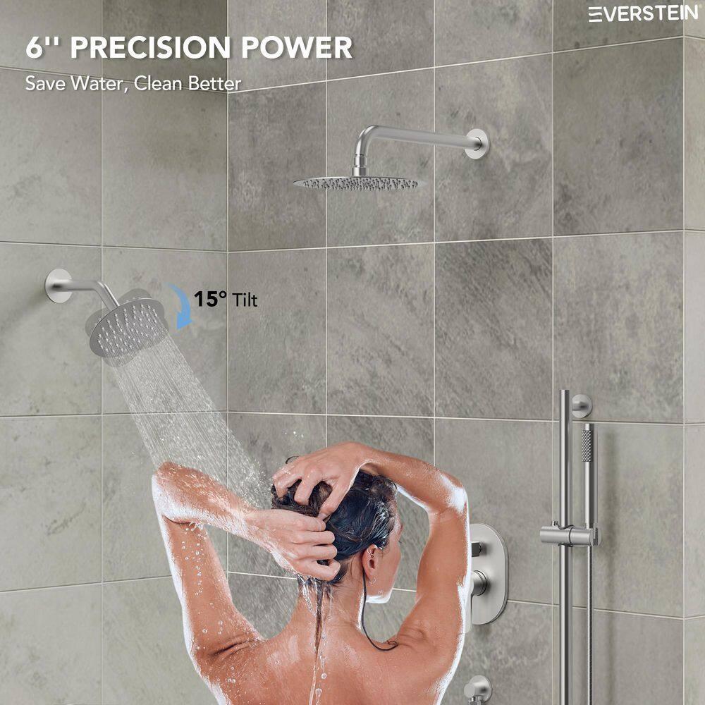 DualJetSpa 3-Function Round 10" & 6" Dual Shower Faucet System with Pressure Balancing Rough-In Valve