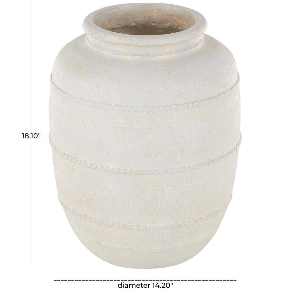 Tucson Magnesium Oxide Distressed Decorative Vase with Raised Braided Accents