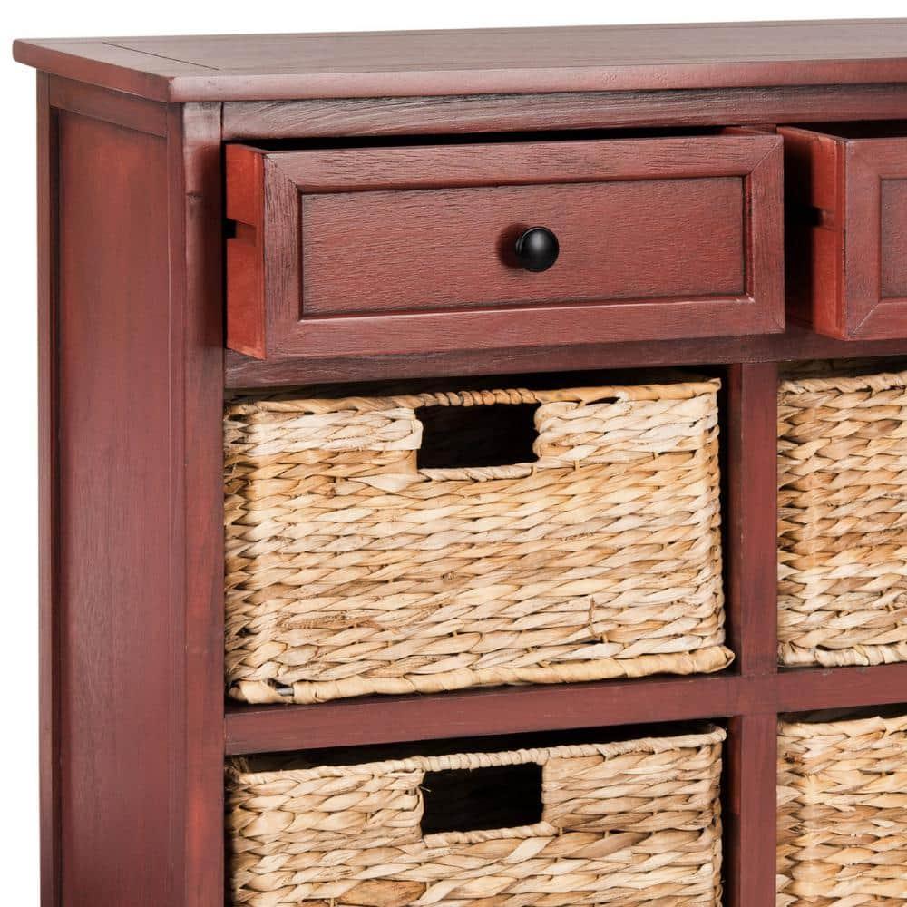 Herman Storage Unit with Wicker Baskets - Red - Safavieh.