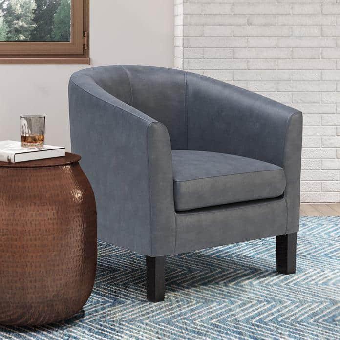 Austin 30 inch Wide Contemporary Tub Chair in Stone Grey Vegan Faux Leather