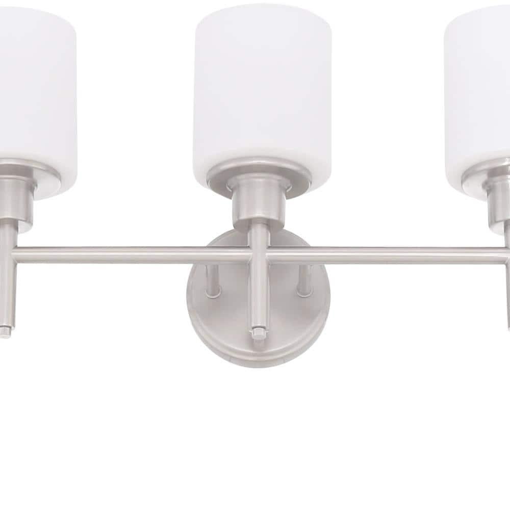 Design House 556225 Aubrey Transitional 5-Light Indoor Bathroom Vanity Light Dimmable Frosted Glass for Over the Mirror, Satin Nickel