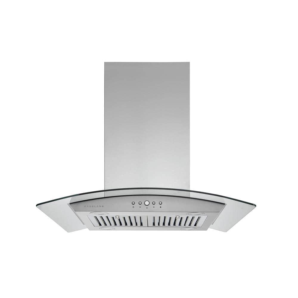 Hauslane Hauslane 30" Stainless Steel 600 CFM Convertible Island Range Hood with Baffle Filter IS-200SS-30